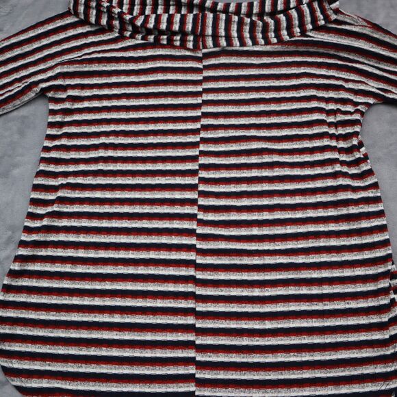 2 Hearts Shirt Womens Multicolor Pinstriped Cowl Neck Quarter Sleeve Top - Picture 11 of 15